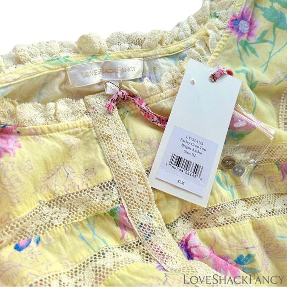 LOVESHACKFANCY **NWT** Farley Crop Top in Bright Azalea Yellow - Picture 2 of 11